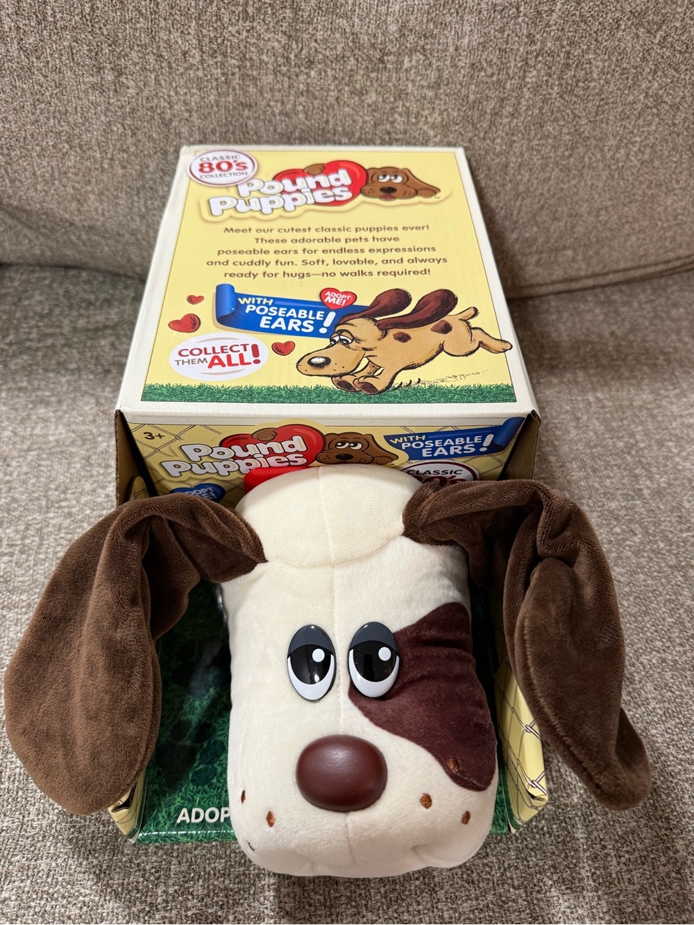Pound Puppies Plush Dog Toy - Brown & Cream with Poseable Ears